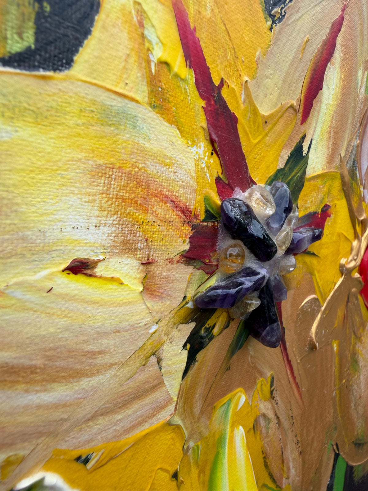 Yellow Lilies, lily petal detail