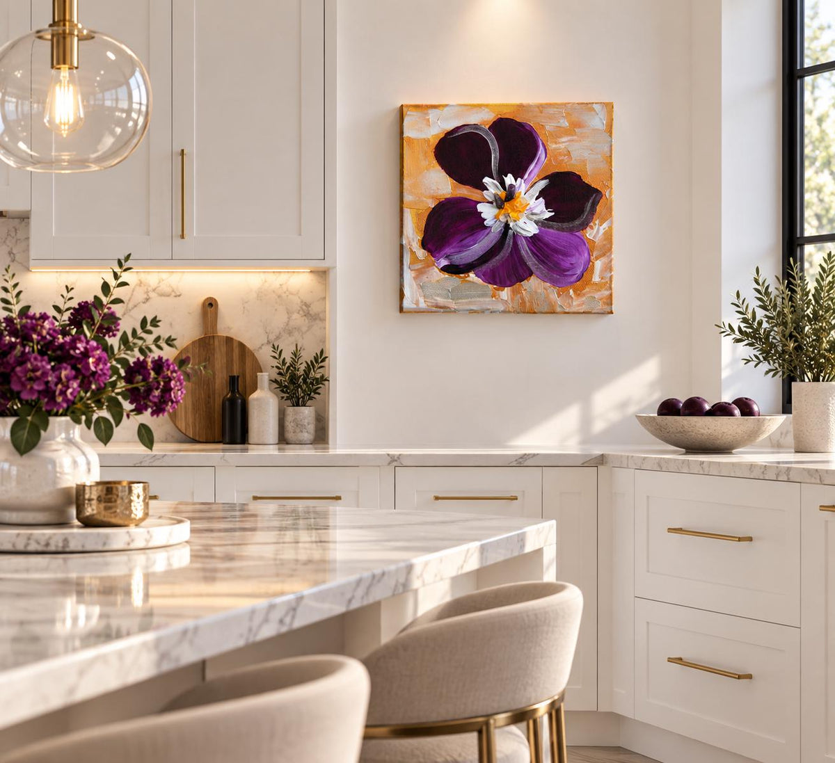 Violet shown in a styled bedroom mockup