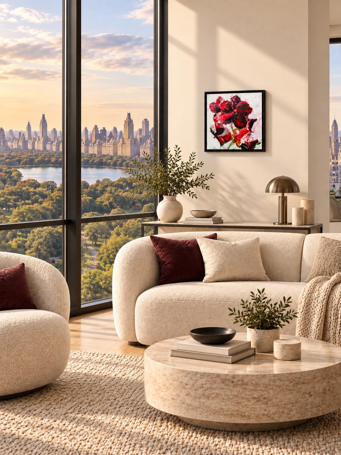 Red Orchid shown in a styled living room mockup