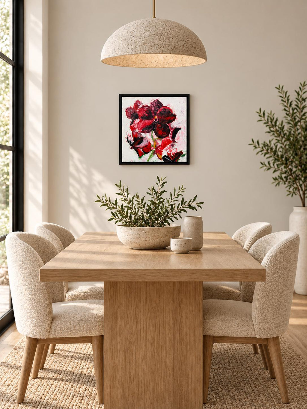 Additional photograph of Red Orchid, original acrylic painting by Veronika Melnyk