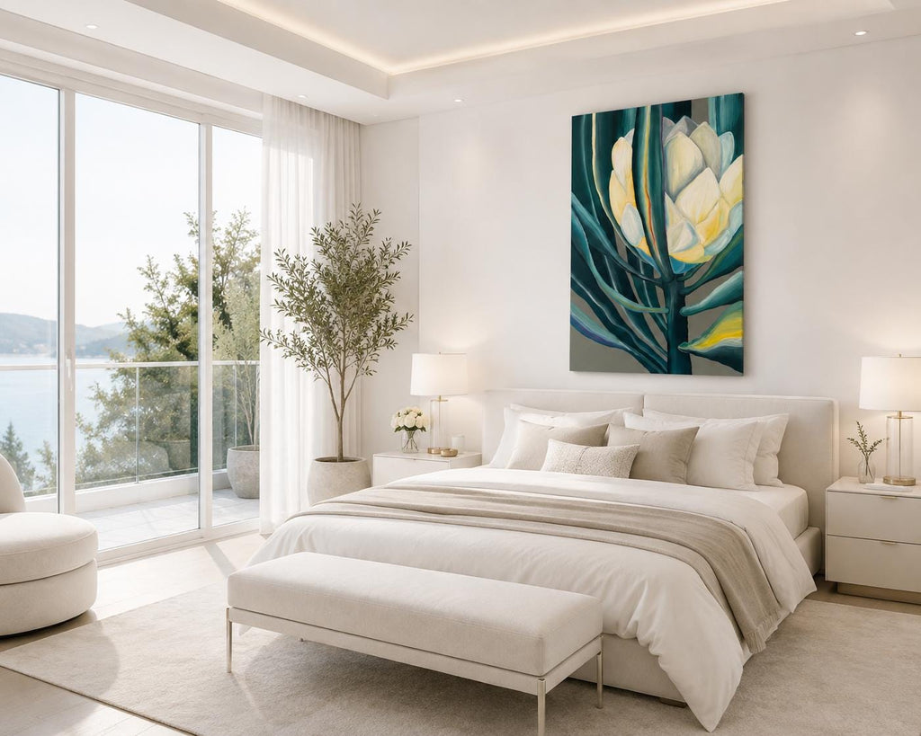 King Protea shown in a styled sofa living room mockup