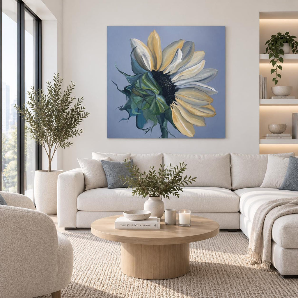 Sunflower shown in a styled sofa mockup