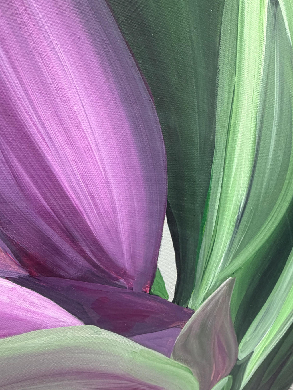 Magenta Magnolia, painted leaf detail