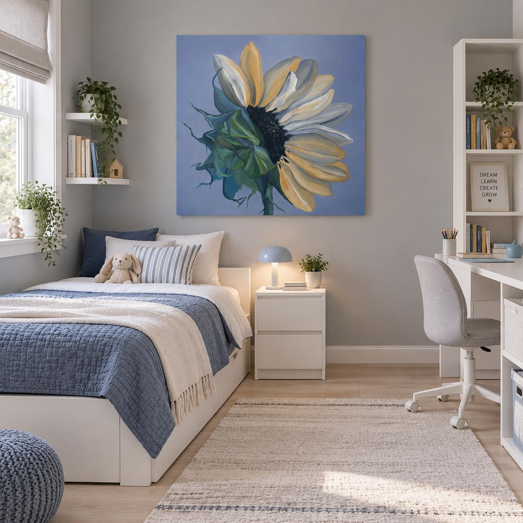 Sunflower shown in a styled bedroom mockup