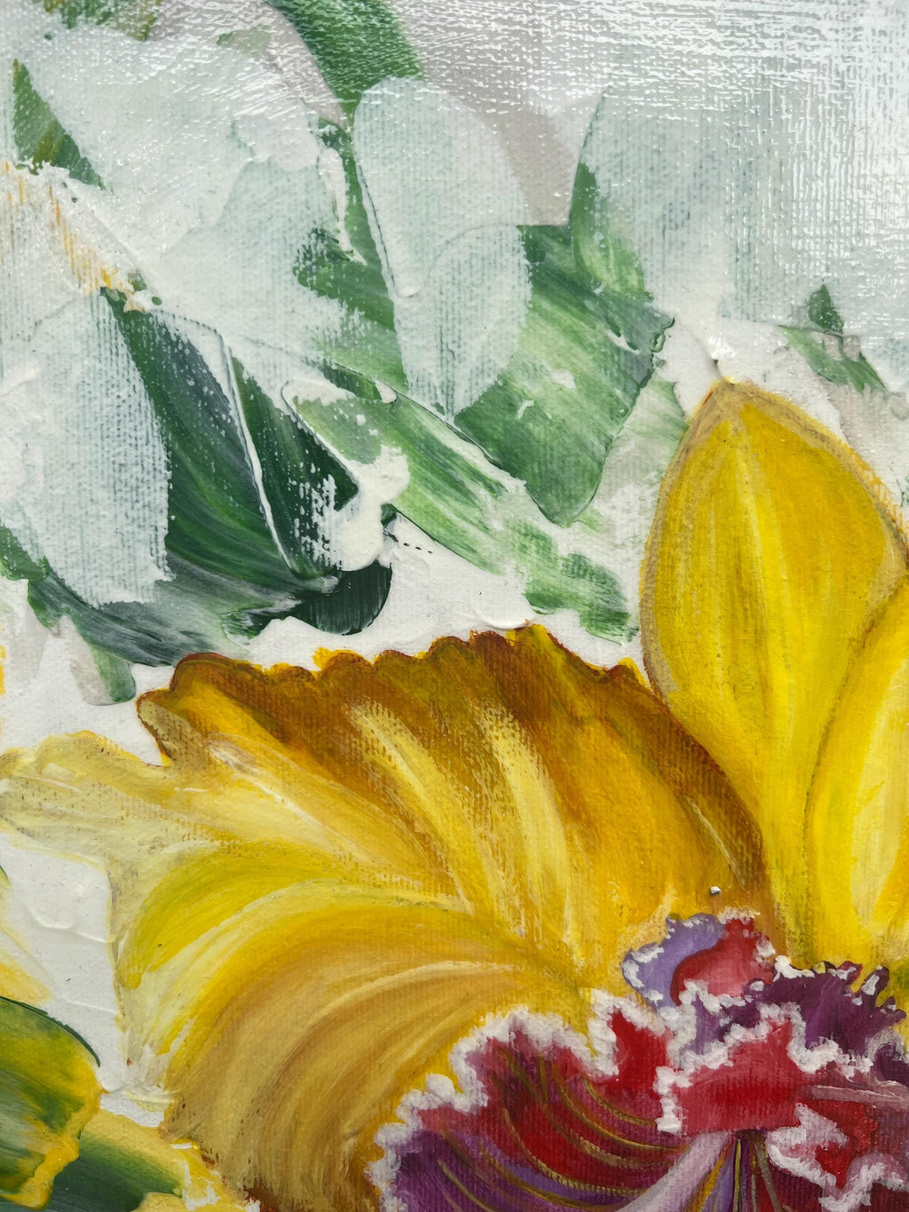 Yellow Orchid, painted petal detail