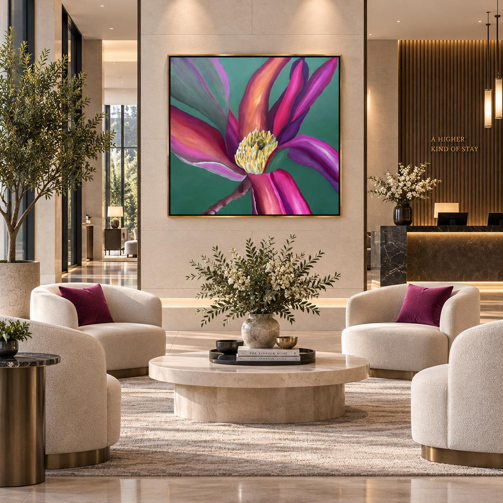 Additional photograph of Magnolia Green, original acrylic painting by Veronika Melnyk
