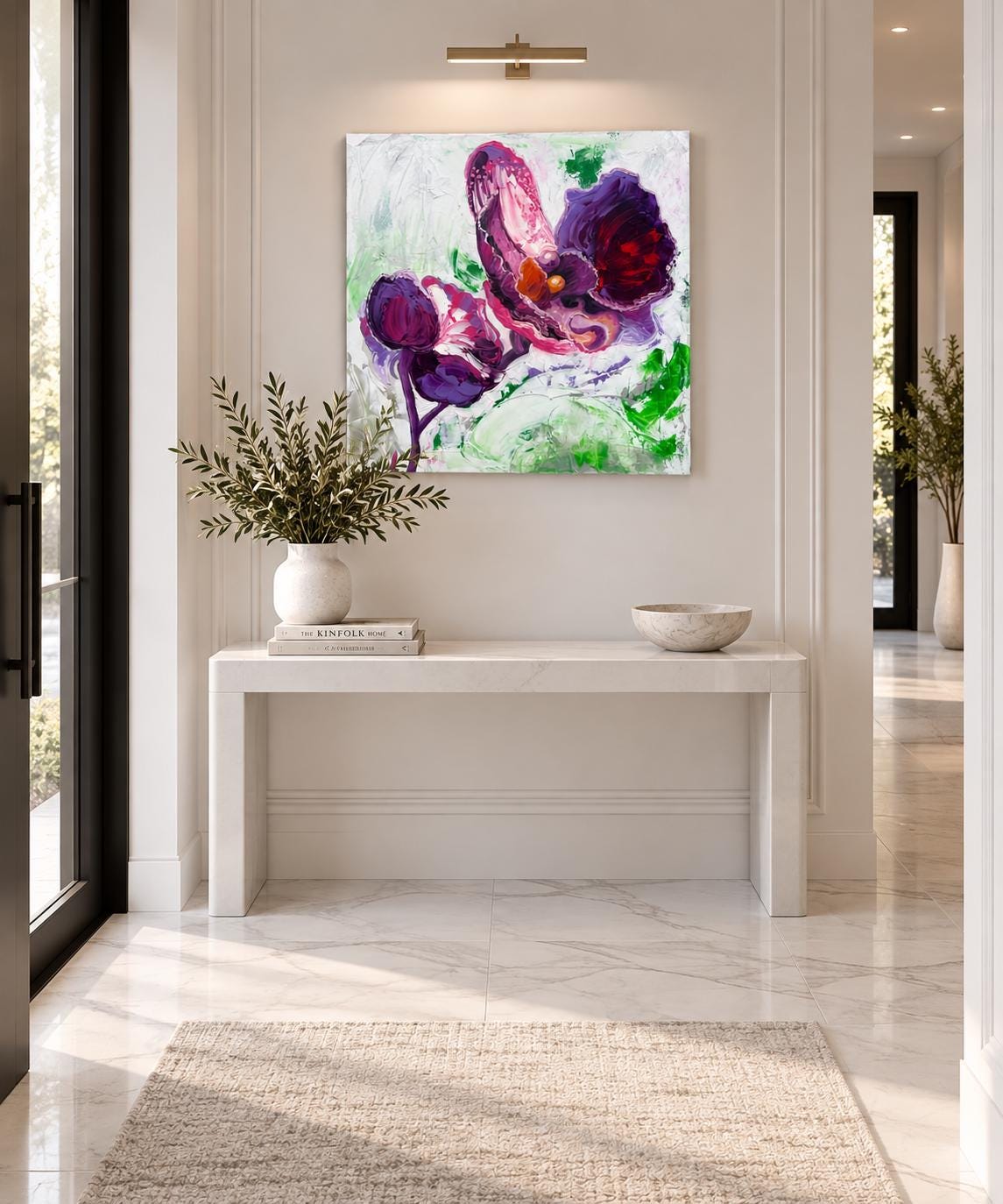 Purple Orchid shown in a styled hallway mockup