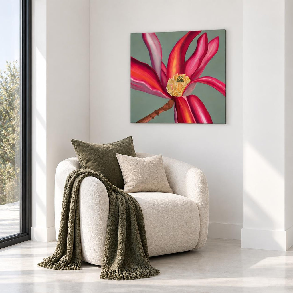 Additional photograph of Sage Magnolia, original acrylic painting by Veronika Melnyk