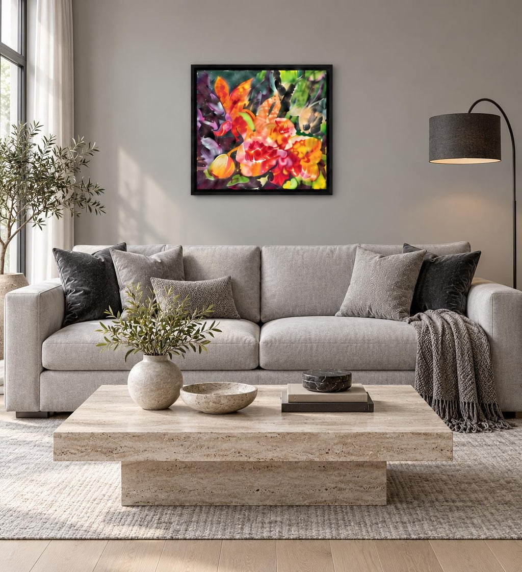 Additional photograph of Blonde Orchid, original acrylic painting by Veronika Melnyk