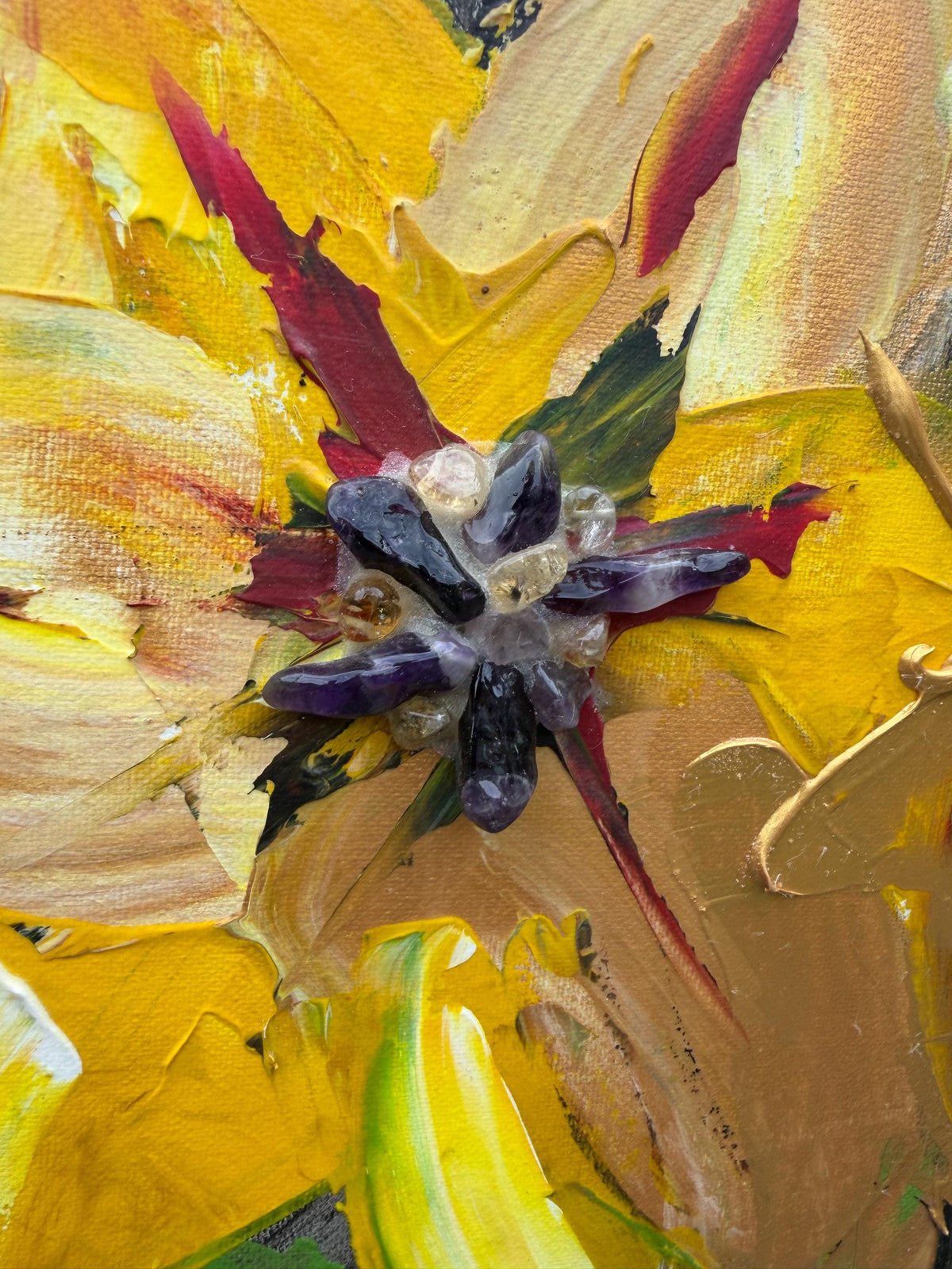 Yellow Lilies, lily center detail