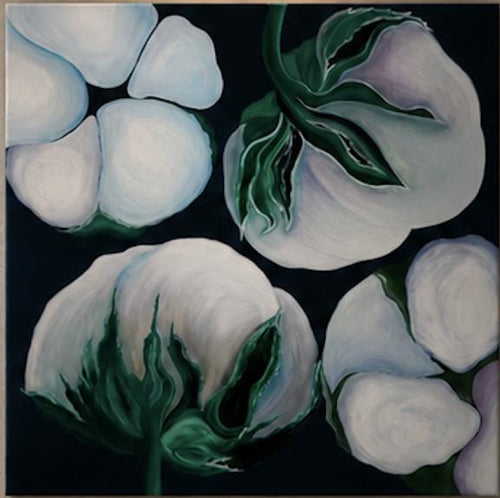 Cotton Flowers, angled canvas view