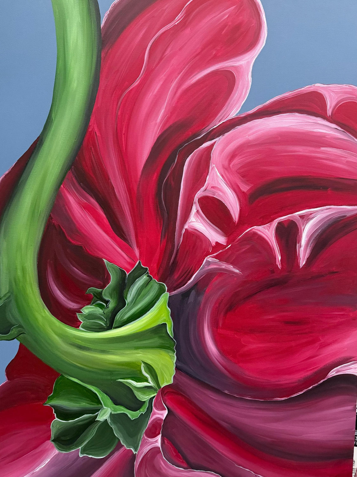 Peony, original acrylic painting by Veronika Melnyk, front view