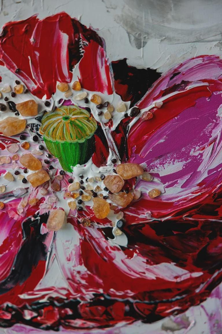 Red Poppy, angled canvas view