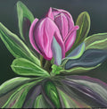 Raspberry Magnolia, original acrylic painting by Veronika Melnyk, front view