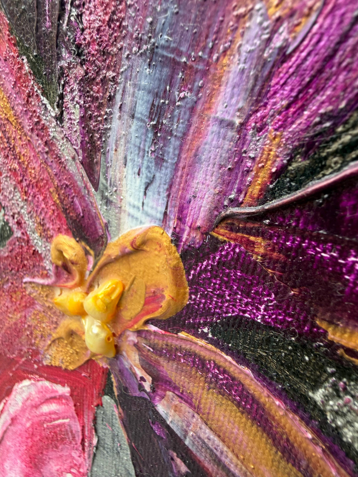 Pink Abstract Orchids, painted petal detail