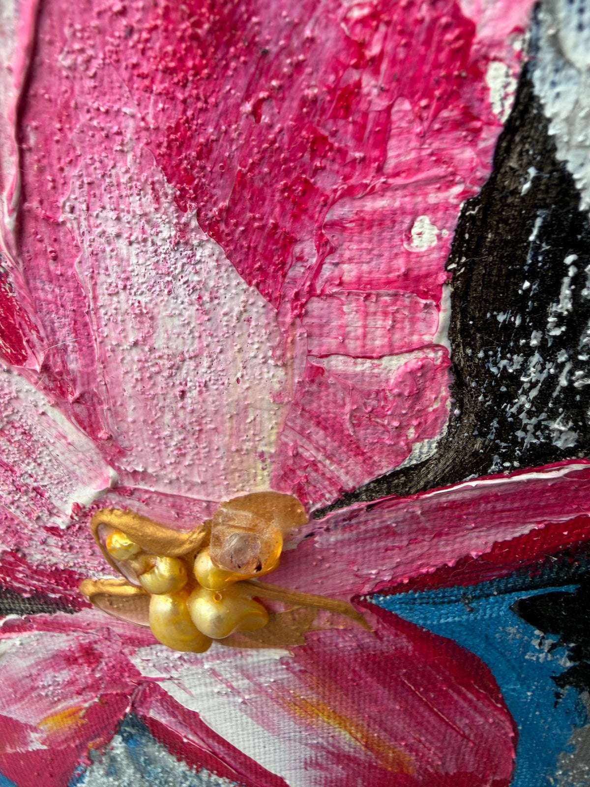 Pink Abstract Orchids, painted petal detail