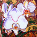 White Orchids, original acrylic painting by Veronika Melnyk, front view