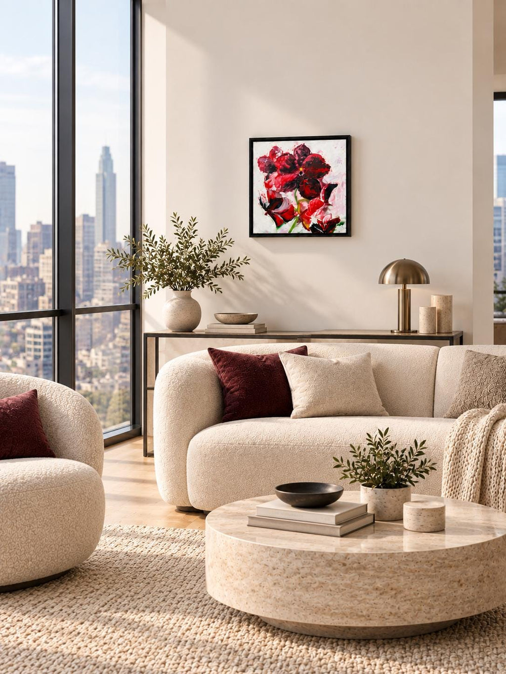 Red Orchid shown in a styled living room mockup