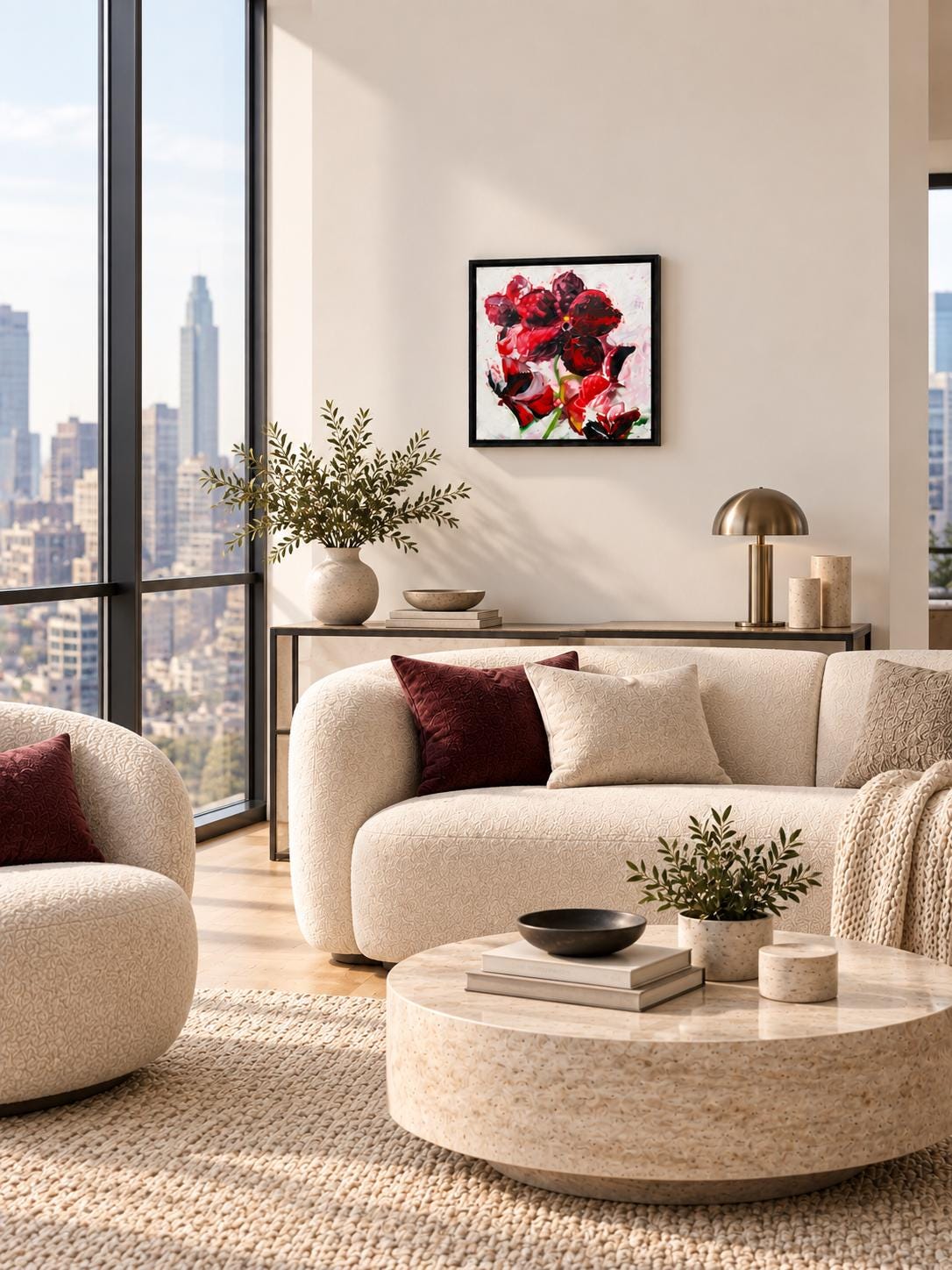 Red Orchid shown in a styled living room mockup