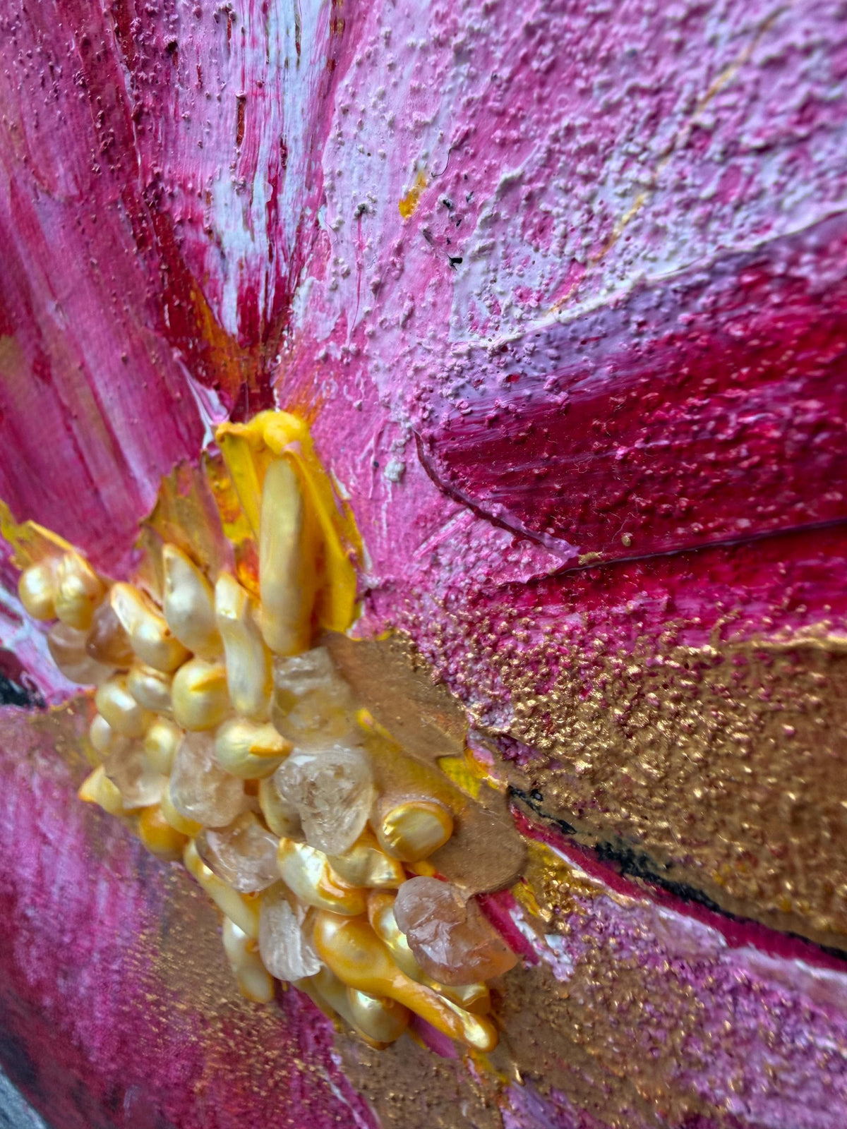 Pink Abstract Orchids, painted texture detail