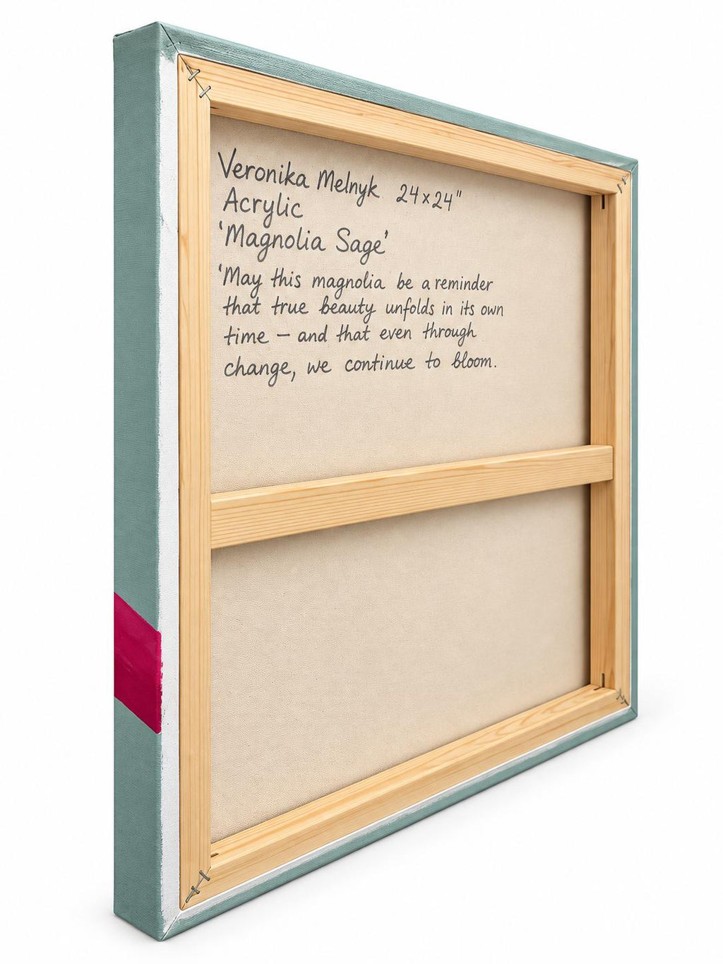 Sage Magnolia, back of canvas
