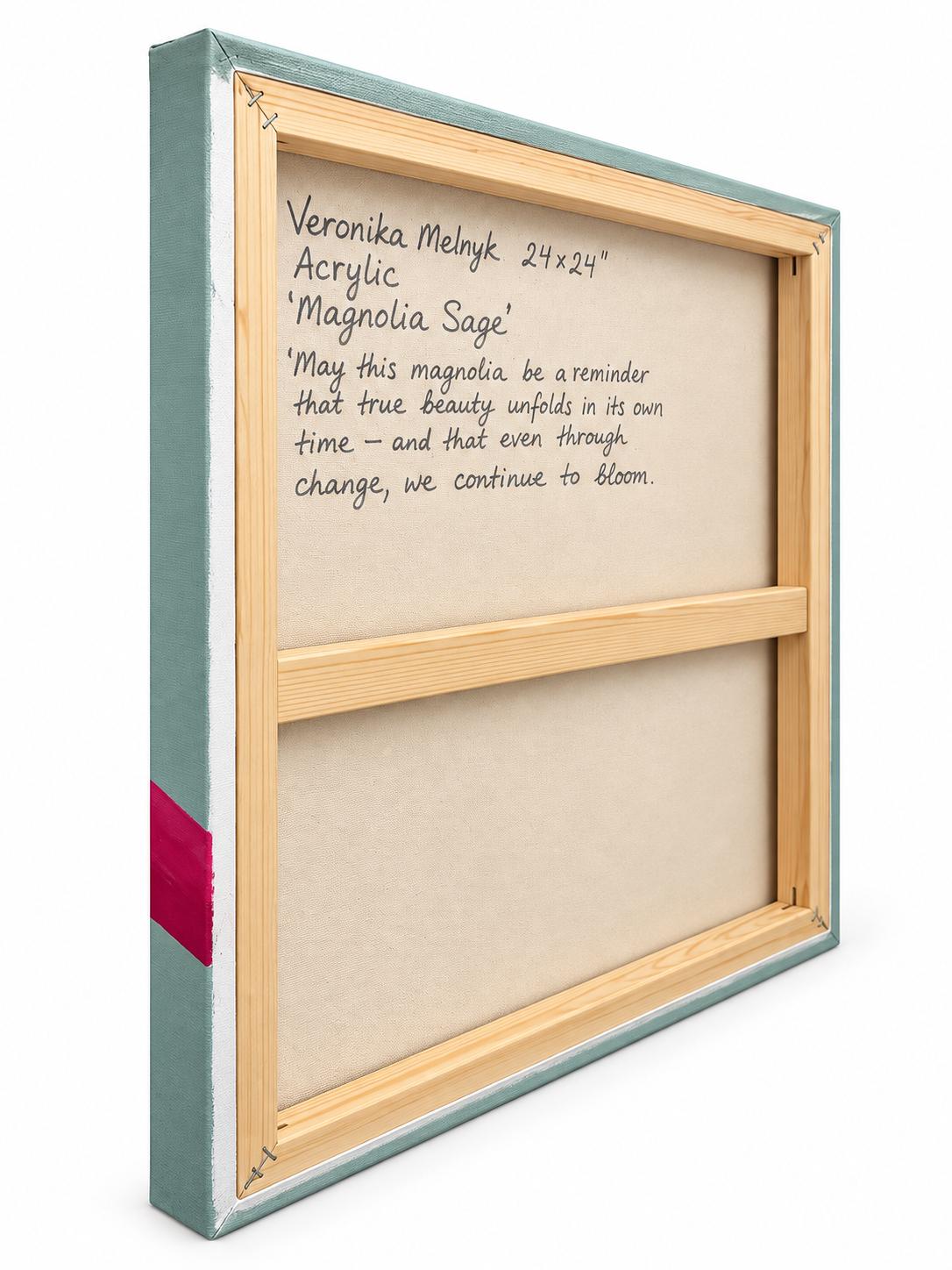 Sage Magnolia, back of canvas