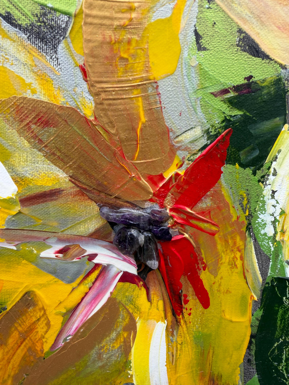Yellow Lilies, lily center detail