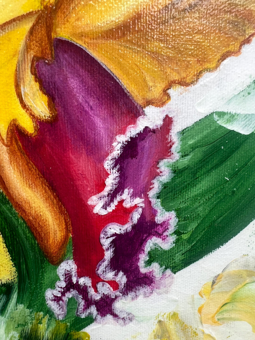Yellow Orchid, orchid center detail