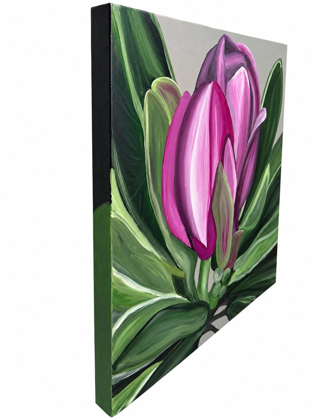 Magenta Magnolia, angled canvas view