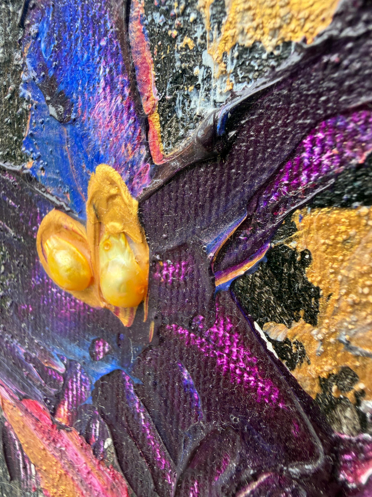 Additional photograph of Pink Abstract Orchids, original acrylic painting by Veronika Melnyk