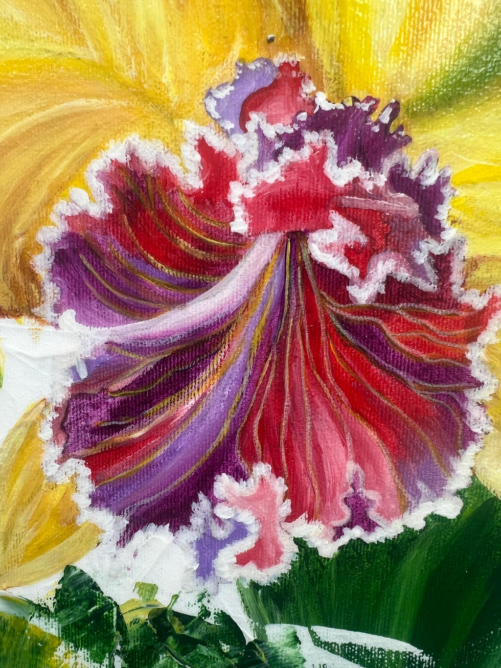 Yellow Orchid, orchid center detail