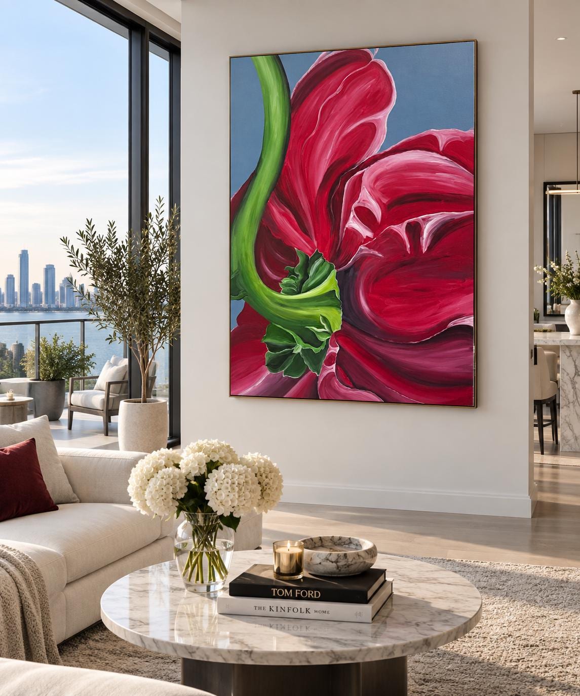 Peony shown in a styled living room mockup
