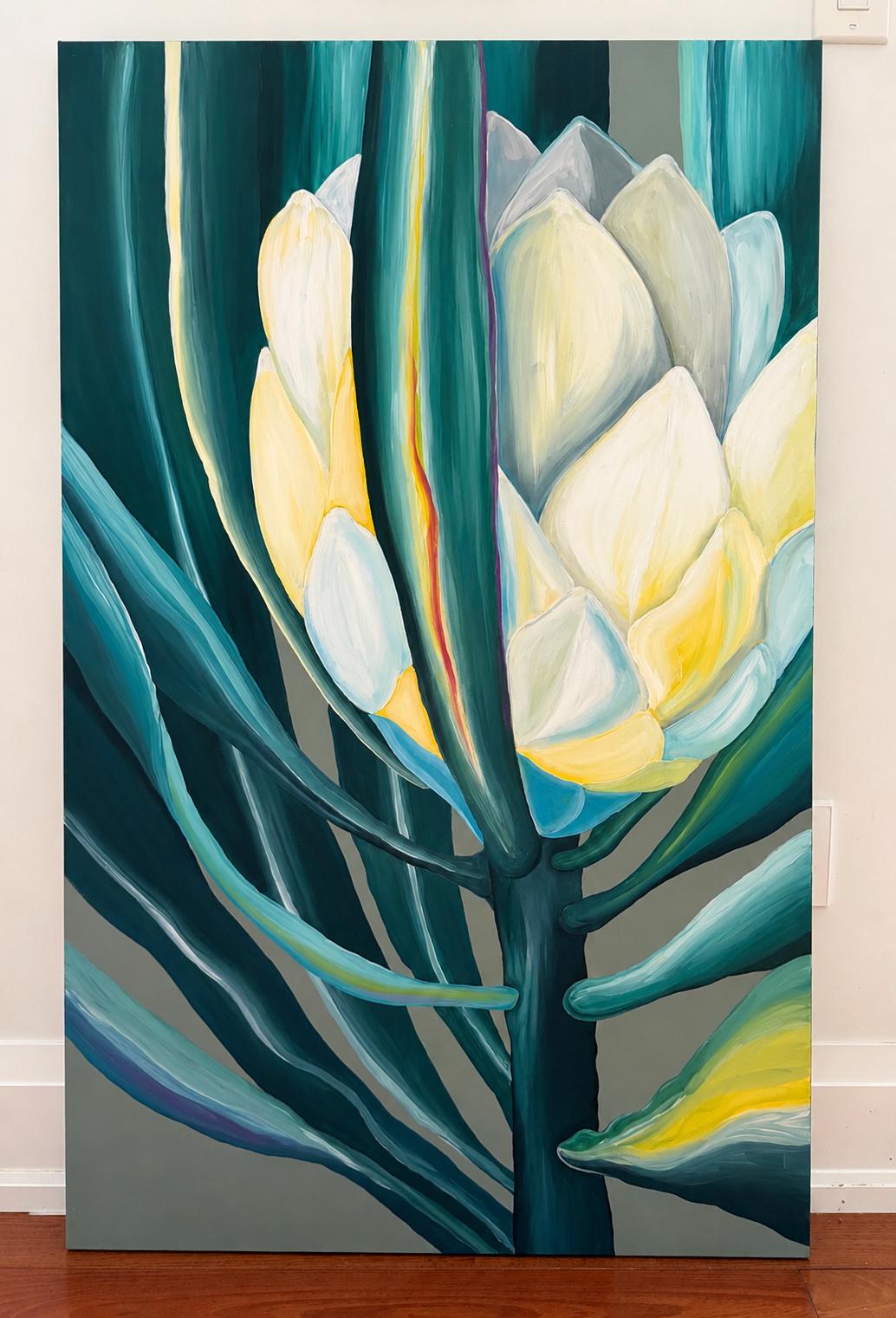 King Protea, original acrylic painting by Veronika Melnyk, front view