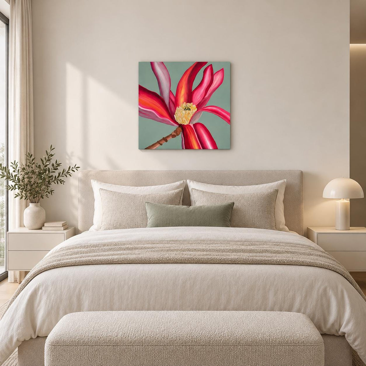 Additional photograph of Sage Magnolia, original acrylic painting by Veronika Melnyk