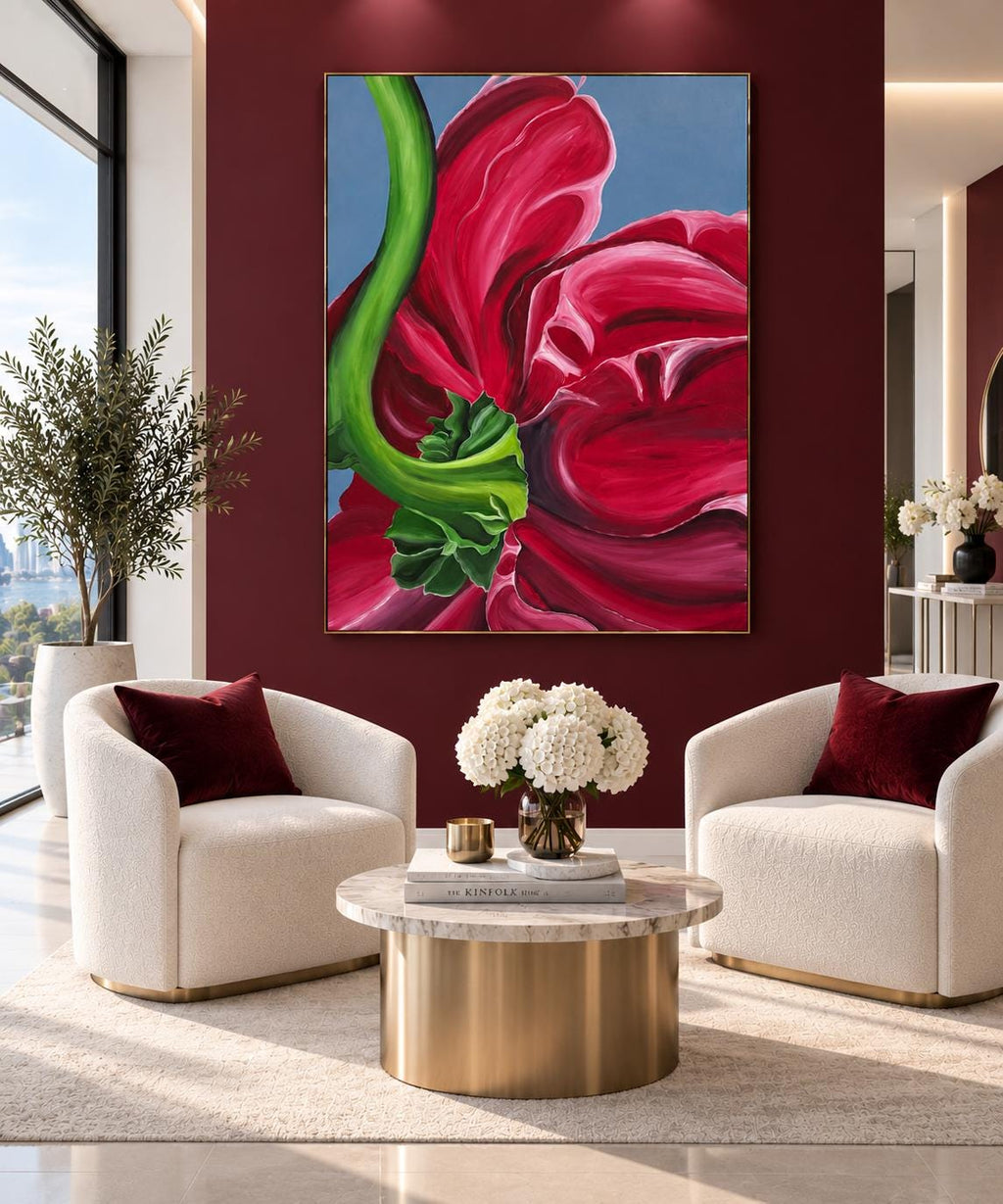 Peony shown in a styled chair corner mockup