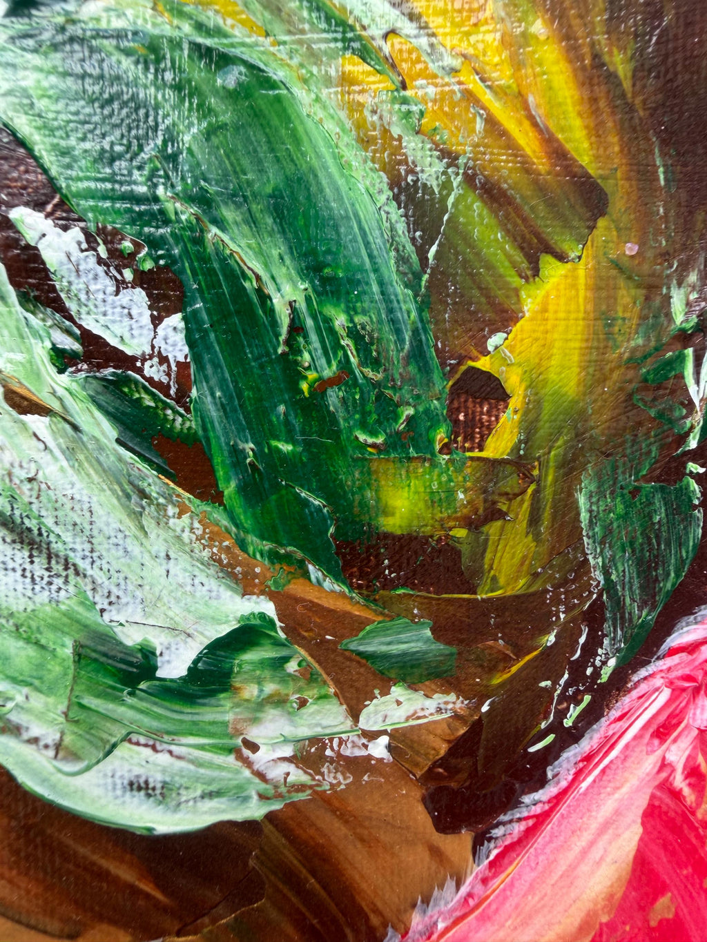 Red Orchid, painted leaf detail