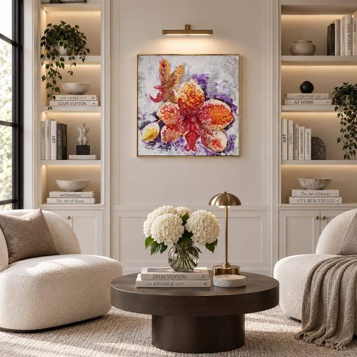 Additional photograph of Yellow Orchid, original acrylic painting by Veronika Melnyk