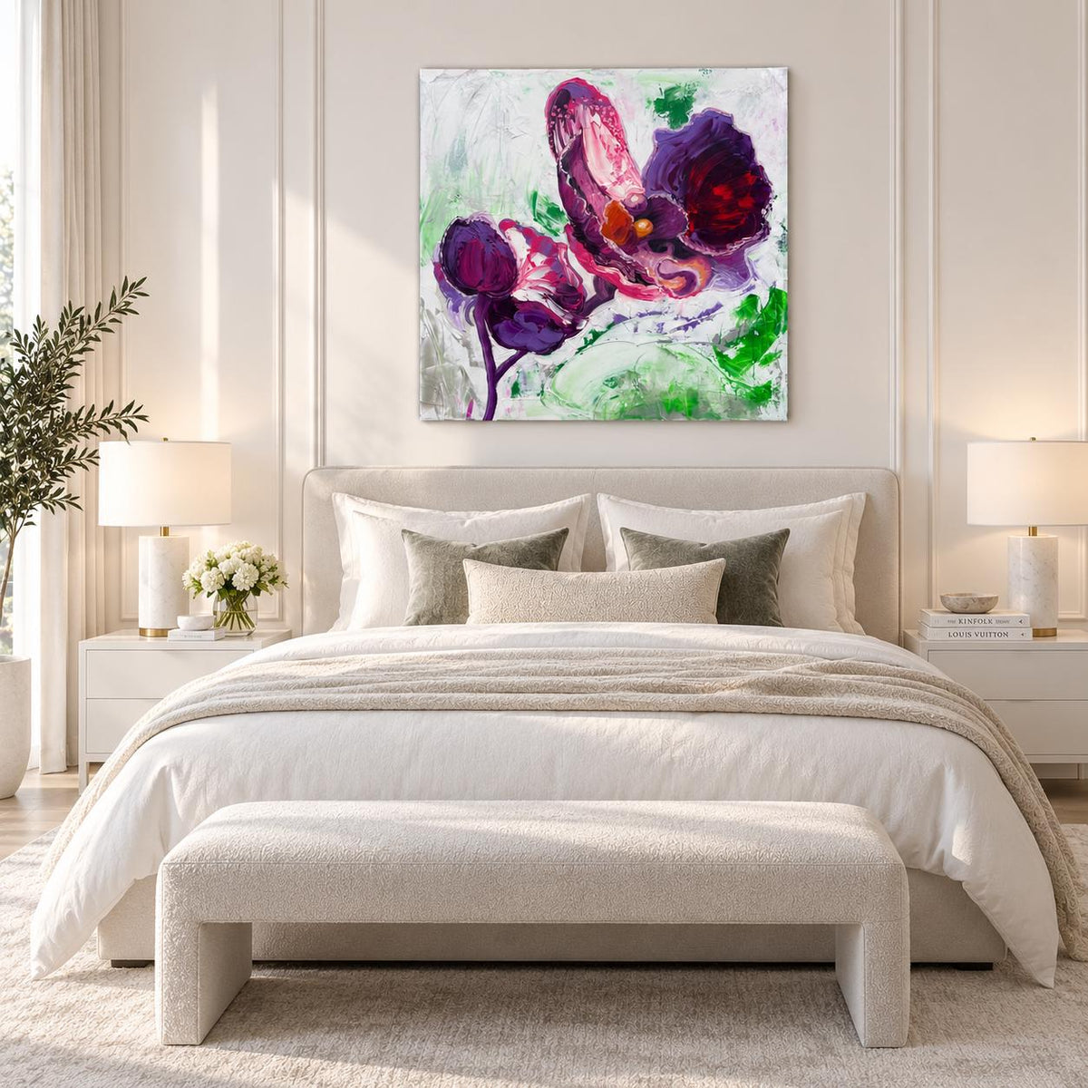 Additional photograph of Purple Orchid, original acrylic painting by Veronika Melnyk